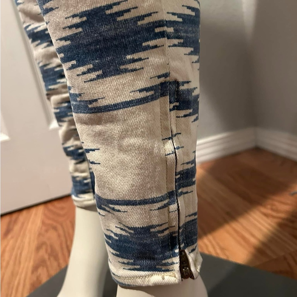 Denim & Supply Ralph Lauren Blue and Cream Patterned Skinny Pants - Picture 3 of 5